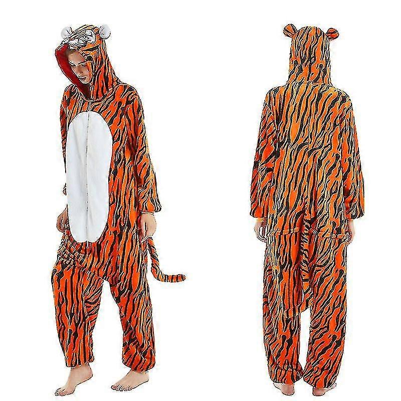 Zıplayan Kaplan Uzun Kollu Onesie Erkekler Kadın Lannel Sıcak Panda Pijama Tek Parça Yetişkin Hayvan Pijama Onesies