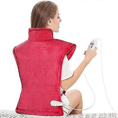 Heating Pad For Back Shoulder Neck Automatic Switch-off, Fast Heating,flannel Material,with Waist Strap Warm Shawl