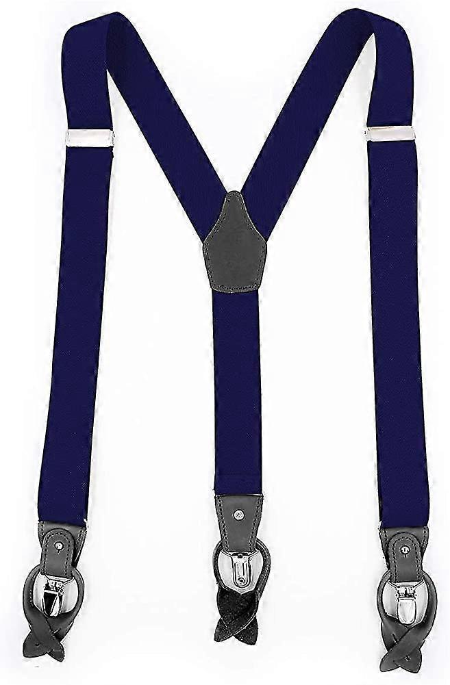 Herr Y-formad Heavy Duty Hängslen Starka klämmor Läder Knapp Slut Hög