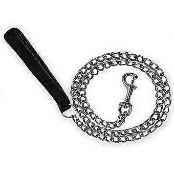 Dog Leash (120cm) Steel Metal Dog Leash Strong Pu Leather