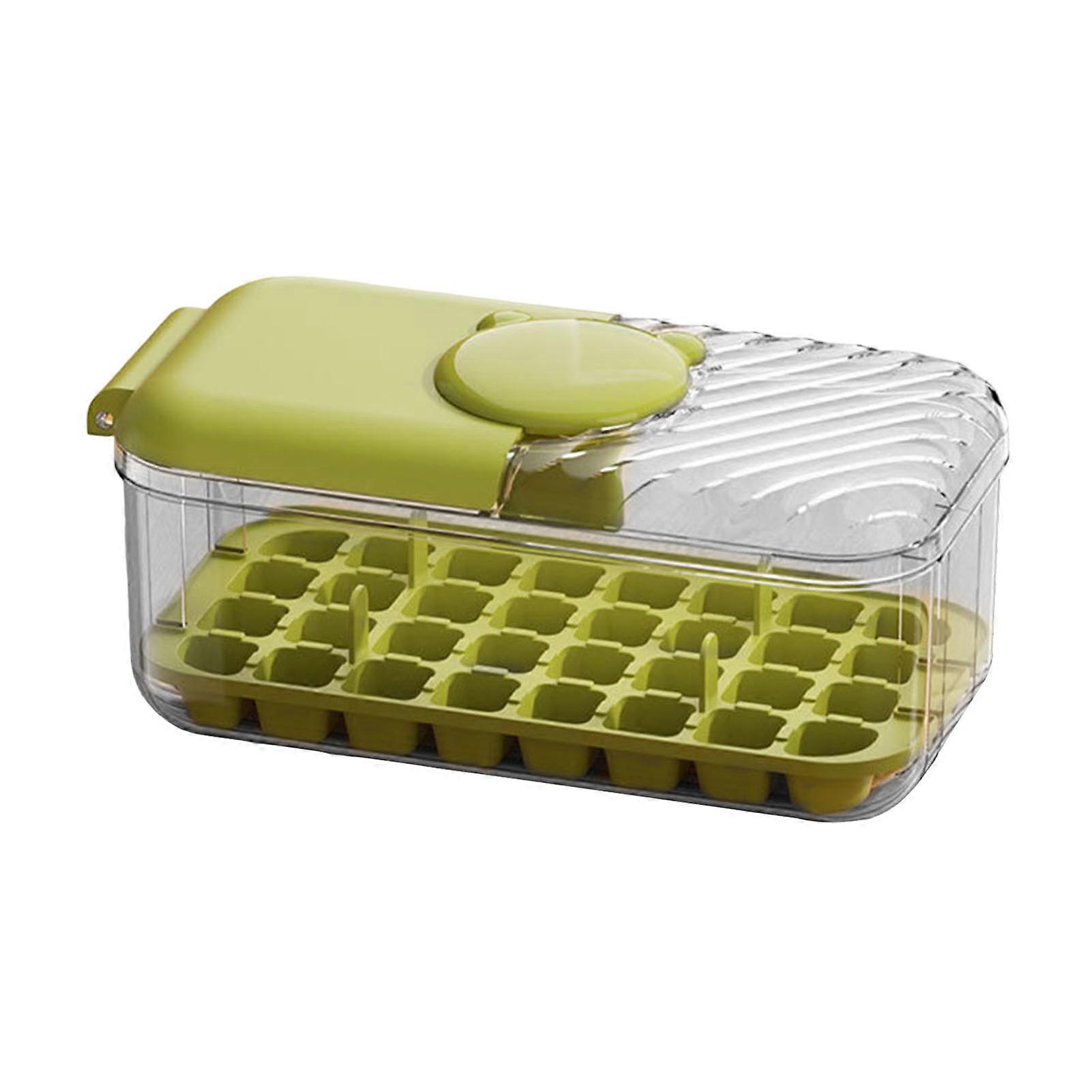 Ice Cube Tray with Lid Ice Scoop Storage Box 32/64 Cavities Ice Cubes Mold Easy-Release Button Ice Maker for Whiskey Cocktails Coffee