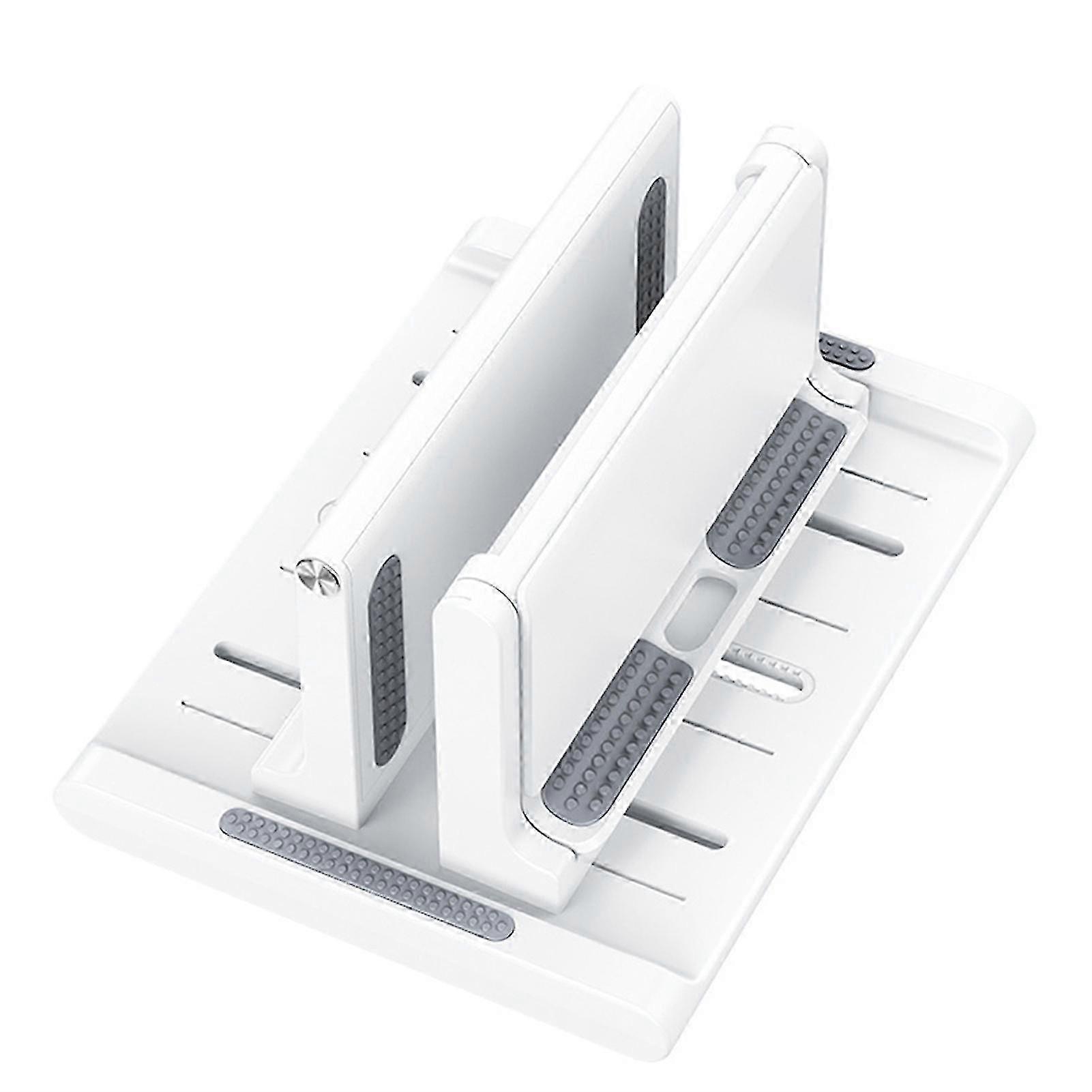 Adjustable Vertical Laptop Stand for Desk, Notebook Holder with Phone Stand