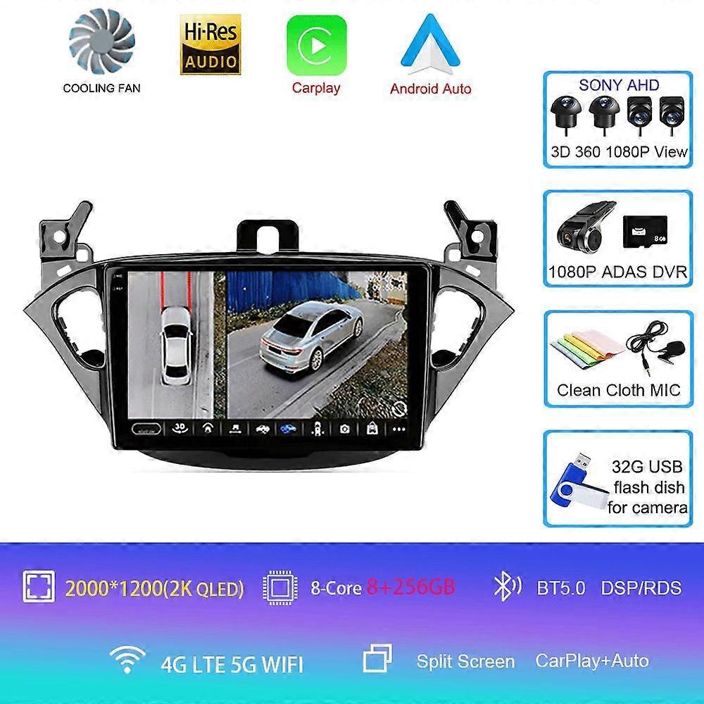 カーラジオAndroid 14 Carplay For Opel Corsa 2015 - 2019 Or Adam 2013 -2016 Navigation GPS Multimedia Player Wifi + 4gステレオビデオ