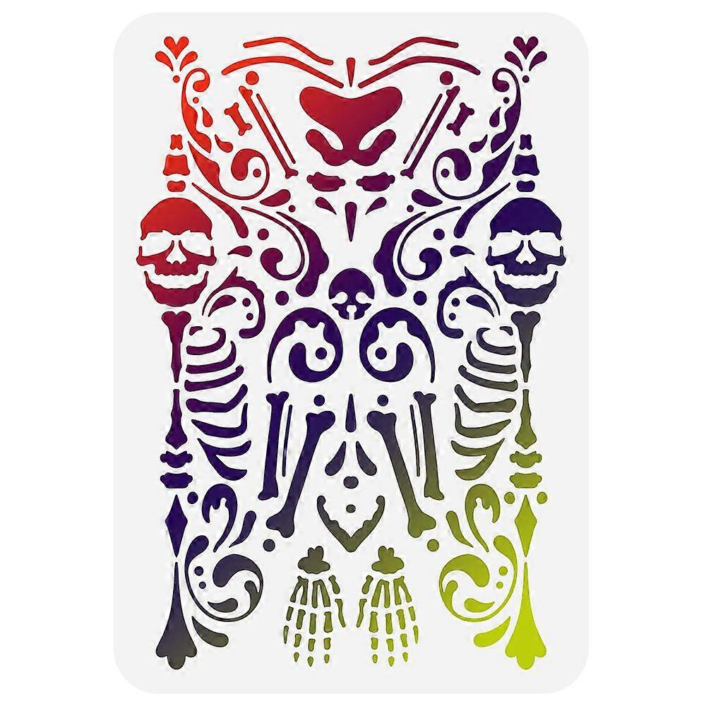 Plastic Drawing Painting Stencils Templates for Painting on Scrapbook Fabric Tiles Floor Furniture Wood Rectangle Skull Pattern 29.7x21cm