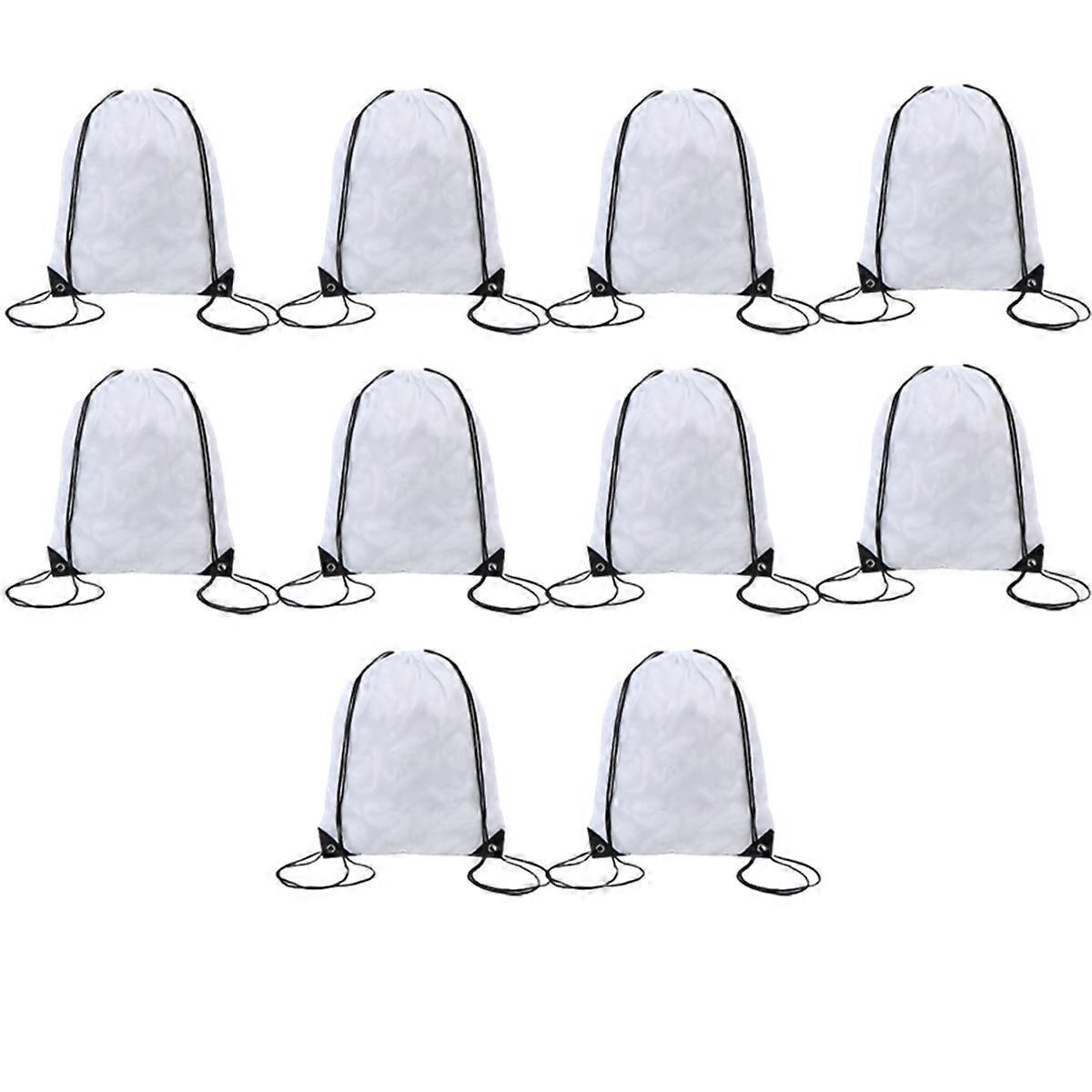 Polyester Drawstring Bag Sports Marathon Drawstring Bag Storage Bag Drawstring Bag White