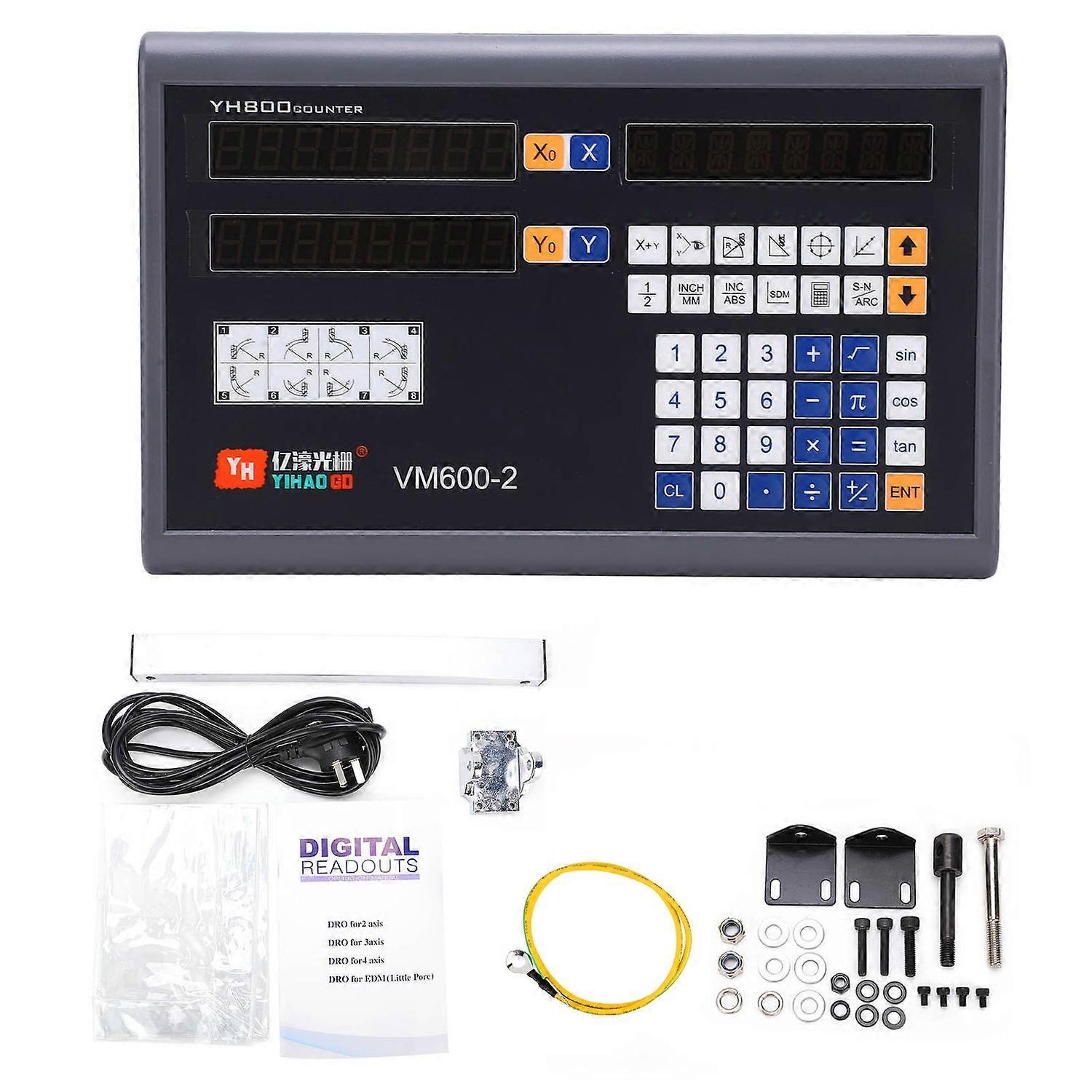 2 Axes Digital Readout Display LCD High Accuracy Encoder with Touch Keyboard Heavy DutyUK Plug (250V