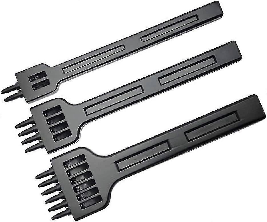 Leather Punching Tool Set Steel Punching Row Round Hole Punching Diy Diamond Lacing Stitching Chisel For Leather Craft (black) (3pcs)