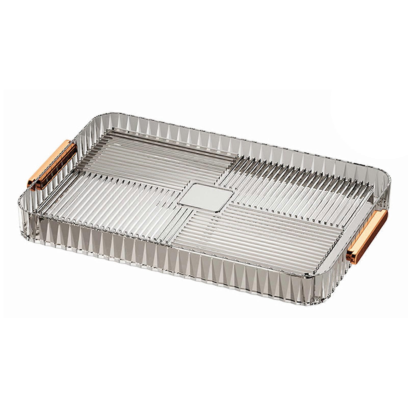 Plastic Drainage Tea Tray Large Transparent Gray