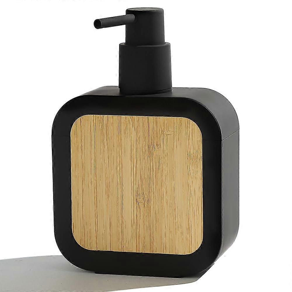 Elegant Bamboo Soap Dispenser with Rust-Resistant Pump for Bathroom and Kitchen in Matte Black Finish