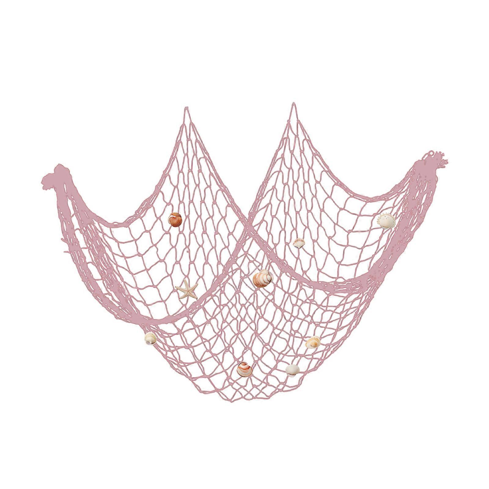 Decorative Fishing Net Wall Adornment for Ocean Theme Event and Home Decoration 150x200cm Pink