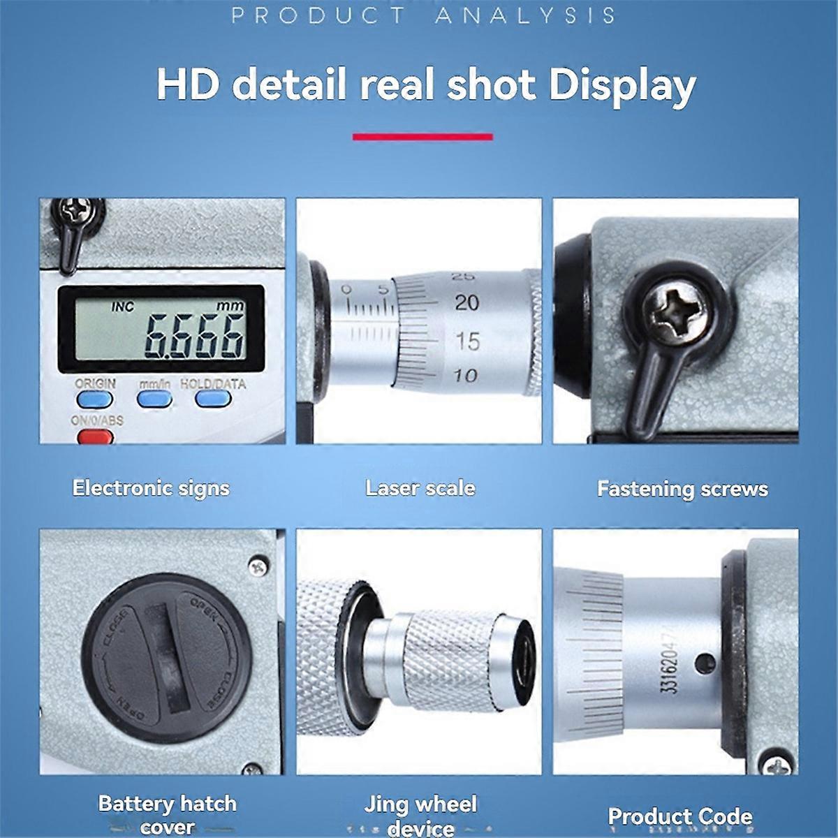 Digital Display 0.001mm Micrometer IP65 Waterproof Electronic Digital Caliper Gauge 25mm-50mm