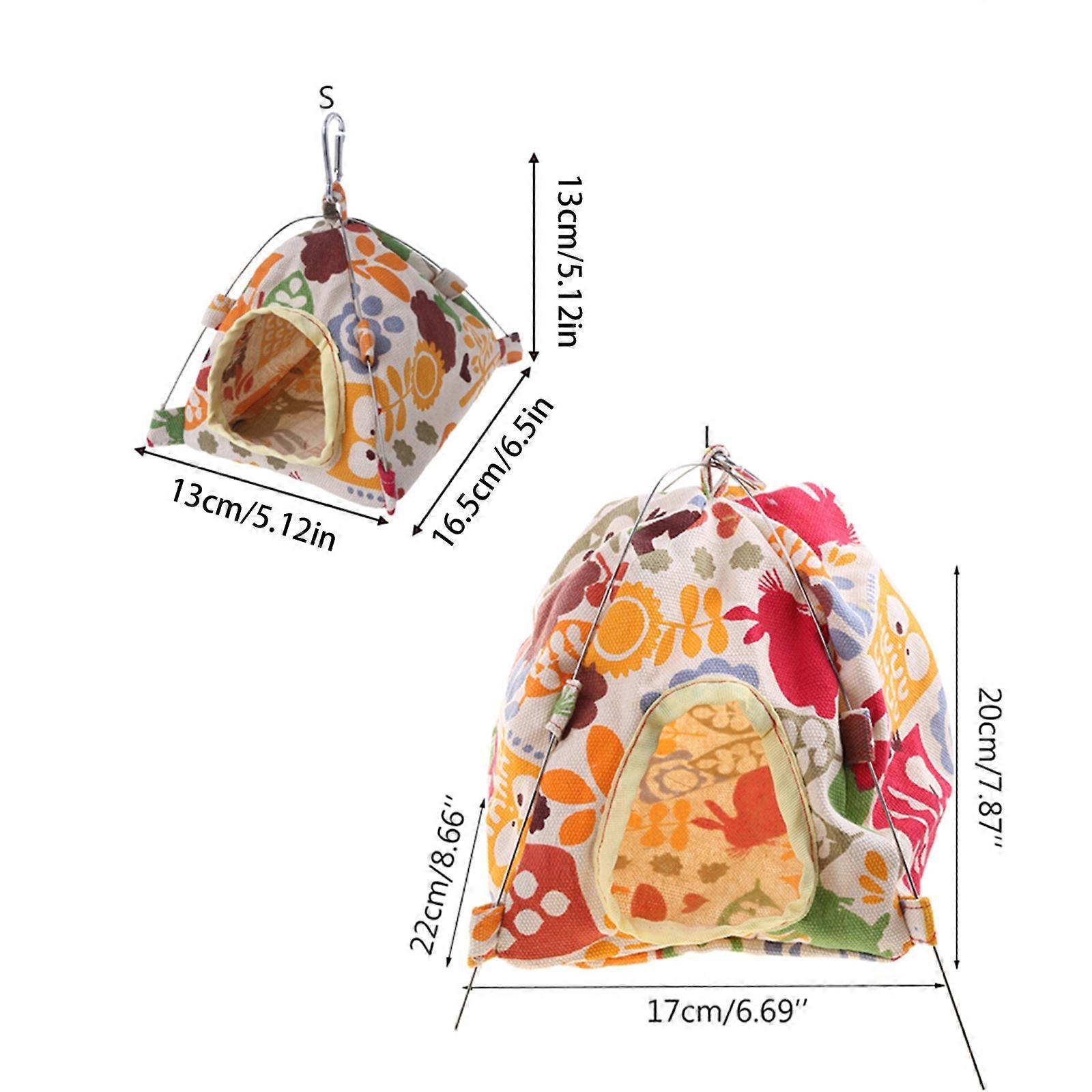 Parrot Hammock Snuggle Happy Hut Hanging Canvas Tent Bed Cave House Small Animal Hideaway for Hamster Budgie Conure  L