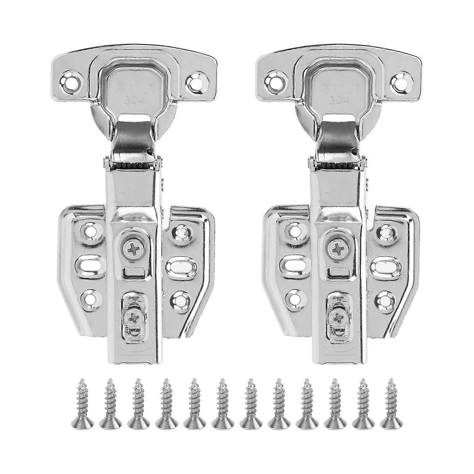 2Pcs Cabinet Hinges Stainless Steel Mute Muffler Closing Hinge
