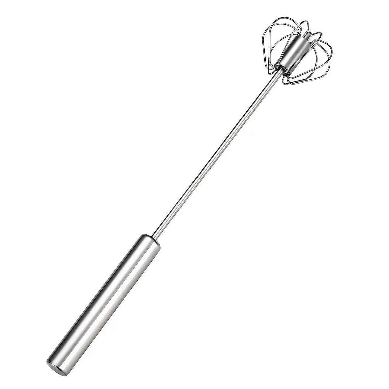 Stainless Steel Egg Whisk, 2024 Upgraded Hand Mixer, Semi-Automatic Rotary Whisk, Multi-Function Egg and Milk Frother (14 in)