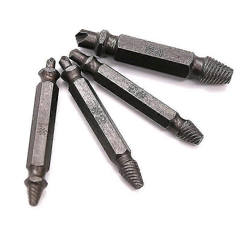 4pcs Damaged Screw Extractor Breakage Bolt Extractor Drill Set Broken Easy Out Fastener Kit