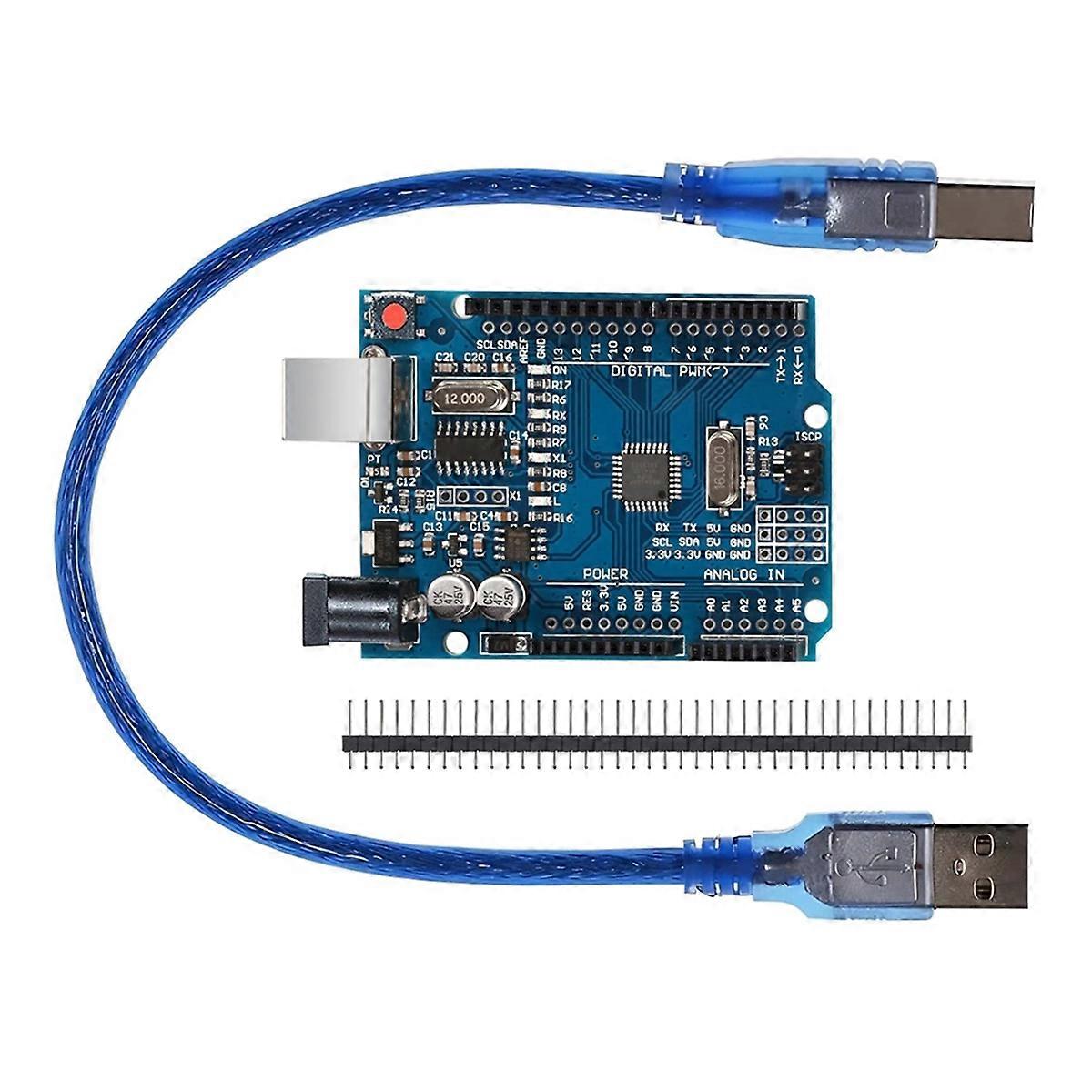 R3 Motherboard MCU Development Board Module with USB Cable and 2.54mm Straight Pin Header 328P Chi