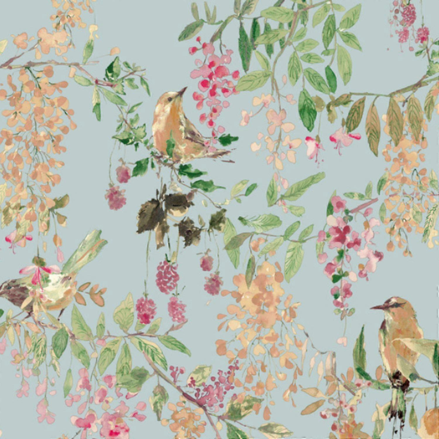 Grandeco Blackberry Trail Blue Wallpaper