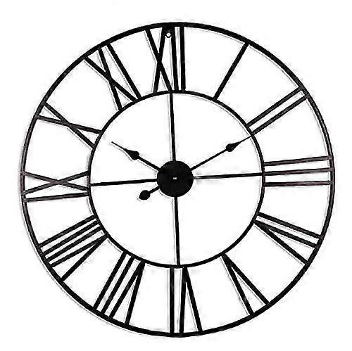 ローマ数字付きメタルウォールクロック,プレミアムヴィンテージウォールクロック,サイレント, リビングルームオフィスホーム装飾用オリジナルウォールクロック, ブラック