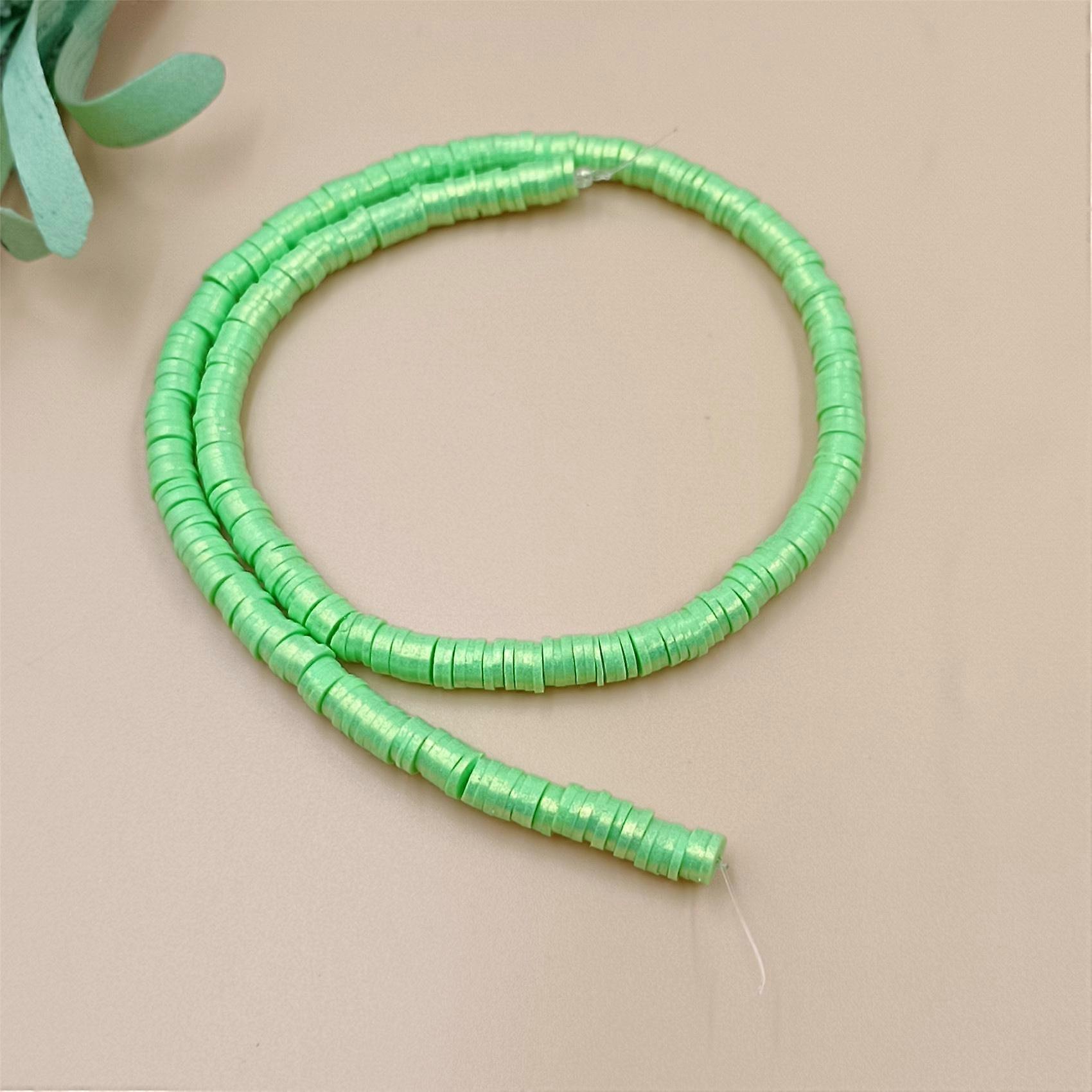 7 Colors 350PCS 1 String For Jewelry Making 6mm Spacer Beads Fashion Polymer Clay Pearlescent Powder Loose Beads DIY Handmade Necklace Bracelets