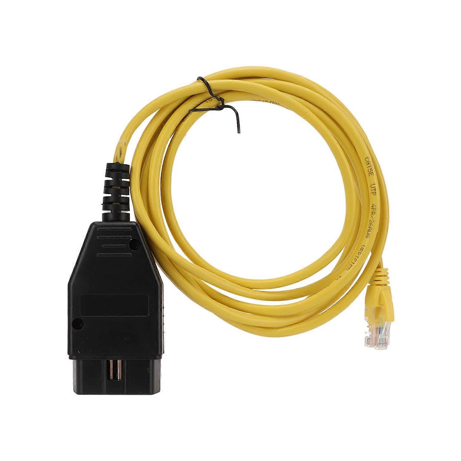 Yellow ENET Coding Cable OBD2 Diagnostic Cable with CD Replacement for F Series 3 Series 5 Series 7
