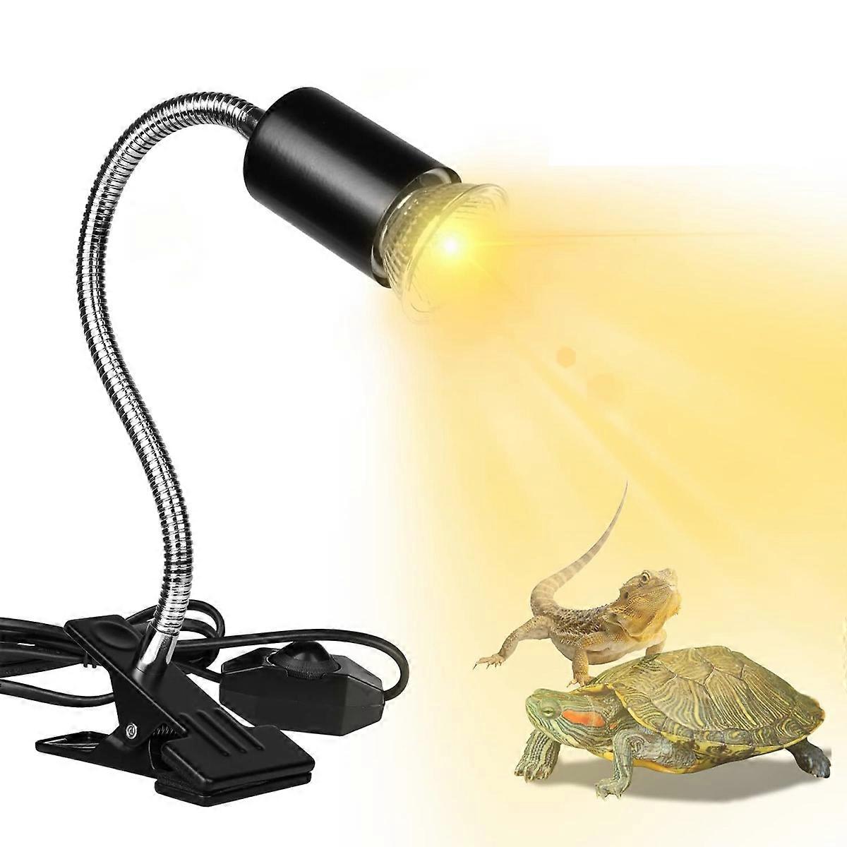 Turtle Heat Lamp Kit Reptile Heat Lamp with 2 UVA UVB Bulbs 25W 50W Turtle Lamp Long Base 360° Rotation for Turtle Reptiles Lizards Snakes Chameleon
