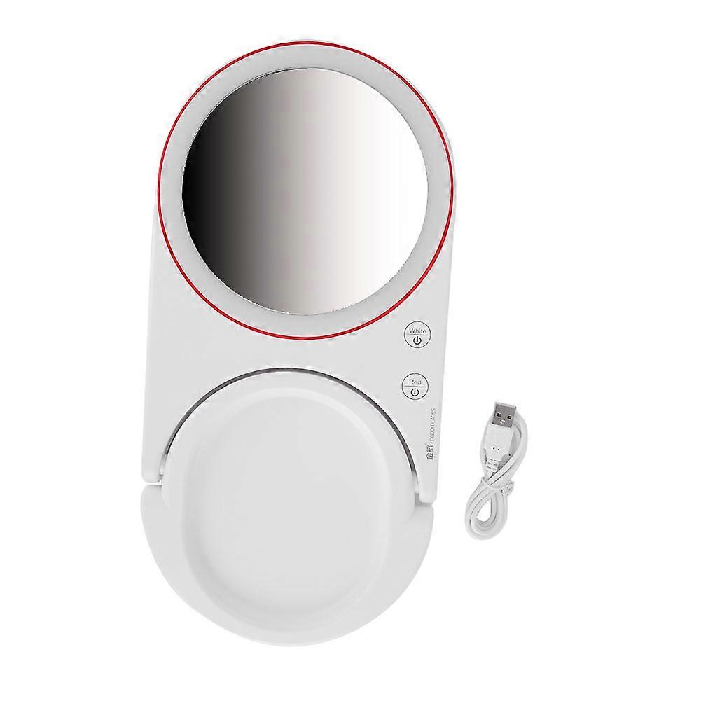 LED Folding Makeup Mirror USB Charging Desktop Cosmetic Touch Switch Makeup Lamp