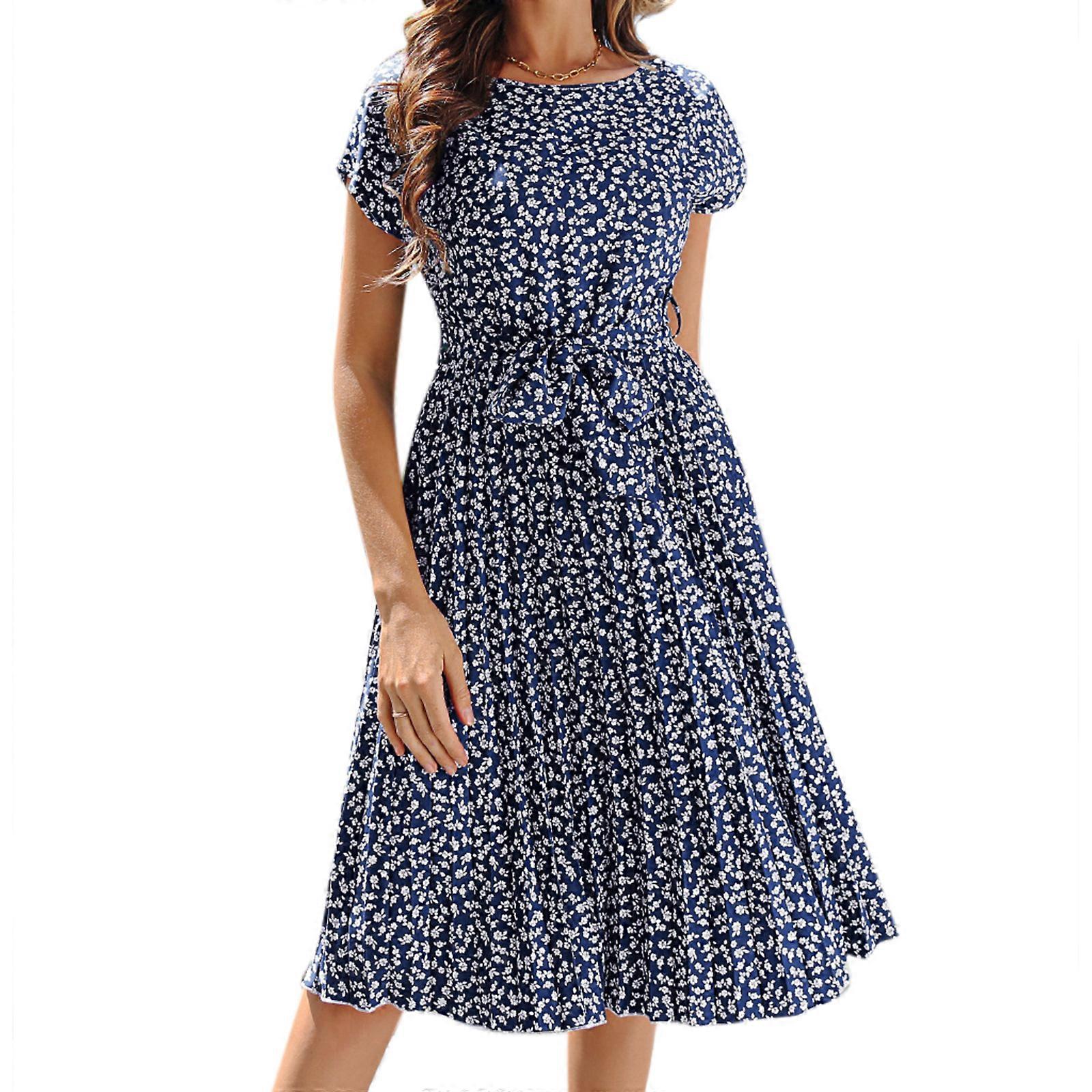 Boho-Smocked Dresses Short Sleeves Short Sleeves Floral Flowy Tiered Party Midi Casual dresses Holiday Casual Wear Navy blue M | Fruugo IE Boho-Smocked Dresses Short Sleeves Short Sleeves Floral Flowy Tiered Party Midi Casual dresses Holiday Casual Wear Navy blue M | Fruugo IE
