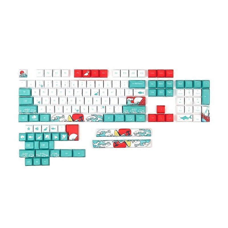 128 Keys 5-Side Dye Sub Keycap Thick PBT Keycaps Set XDA Profile Coral Sea