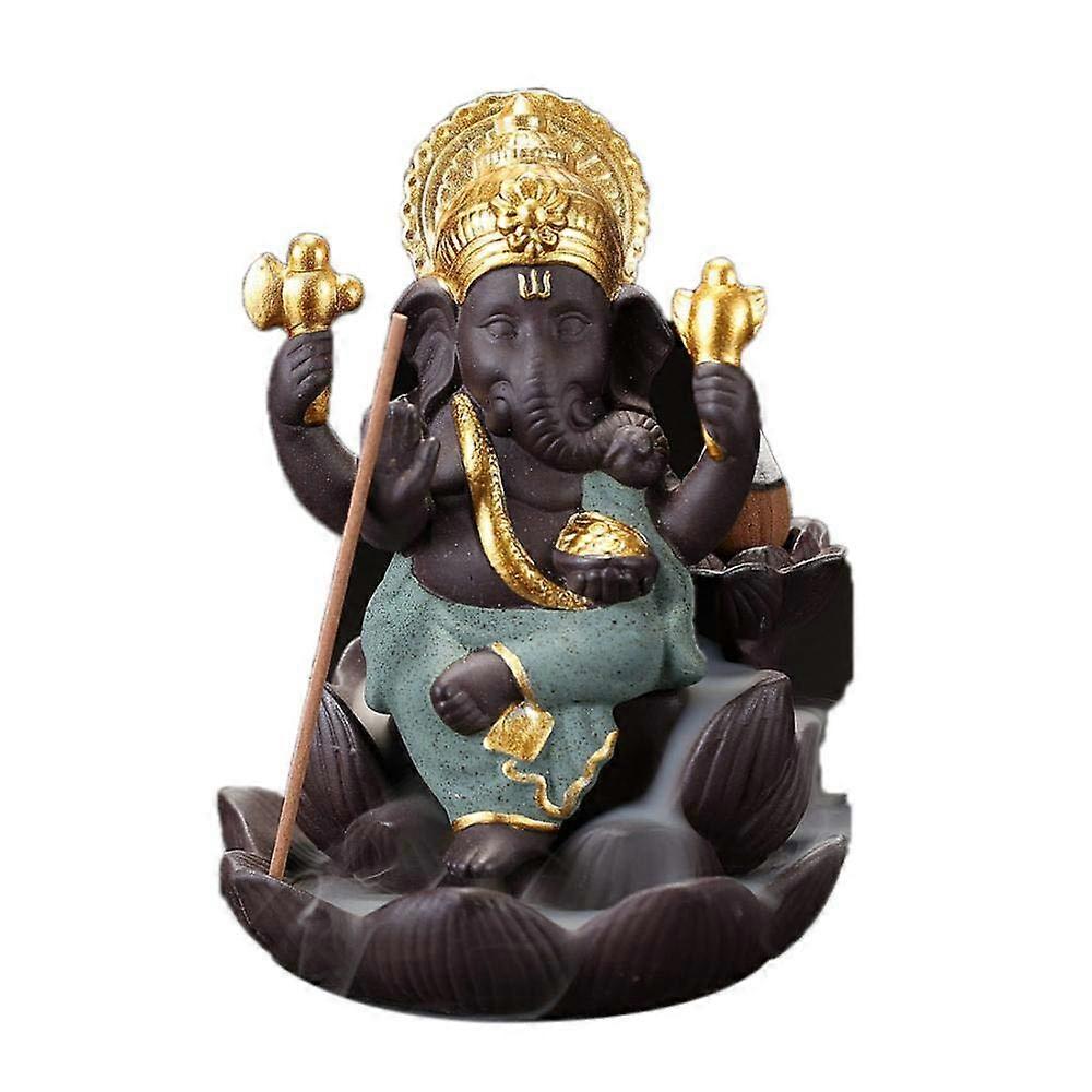 Backflow Incense Burner Lucky Elephant Porcelain Waterfall Incense Holder For Aromatherapy Model F 95x125x80mm