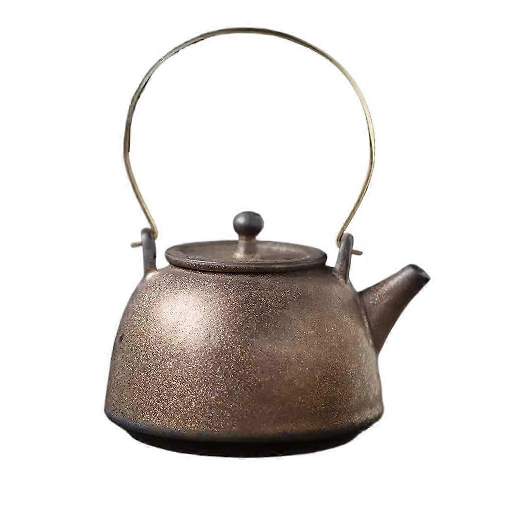 Tea Pot Chinese Retro Ceramic Teapot with Gilded Handle for Kung Fu Tea Brewing Single Household Pot
