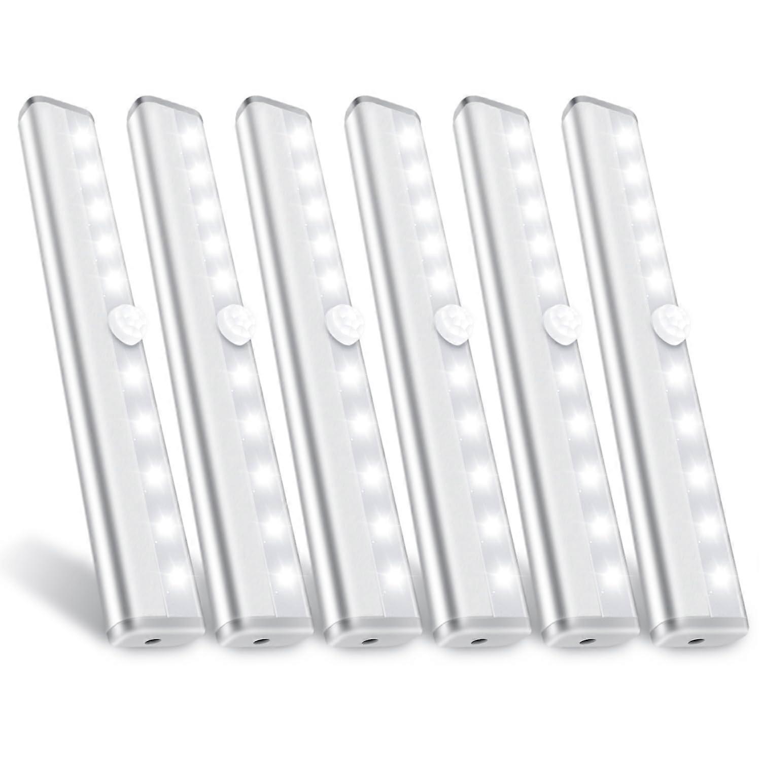 Motion Sensor Closet Lights, 10 LED Motion Sensor Lights, Stick-on Anywhere Battery Operated Night Light Bar, 6 Pack
