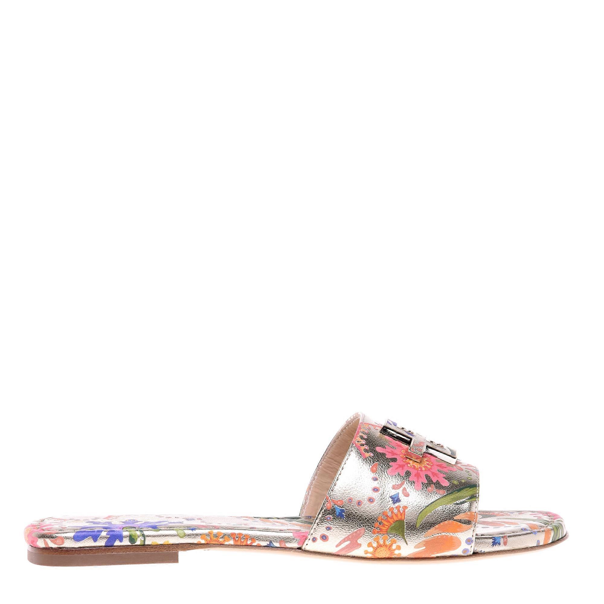 Baldinini - Petal Print Leather Clogs