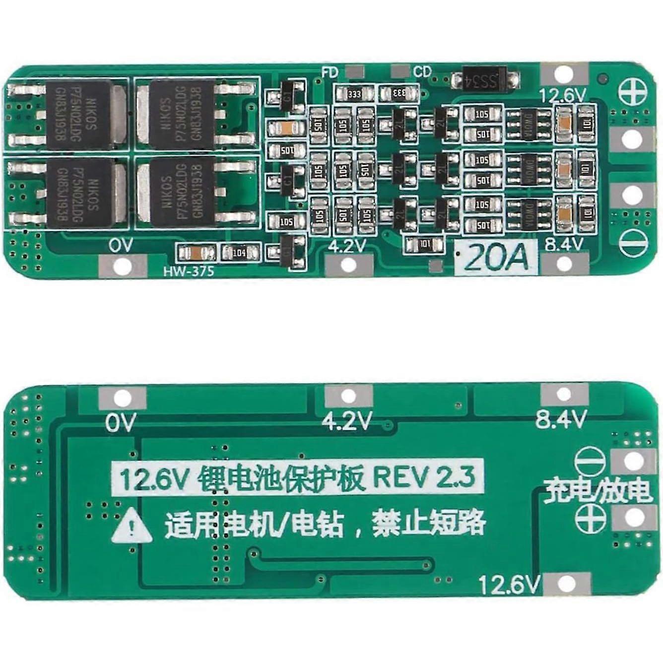 20A BMS Charging Module for 18650 Li-ion Battery Overcharge and Overdischarge Protection 11.1V 12V 12.6V PCB Component
