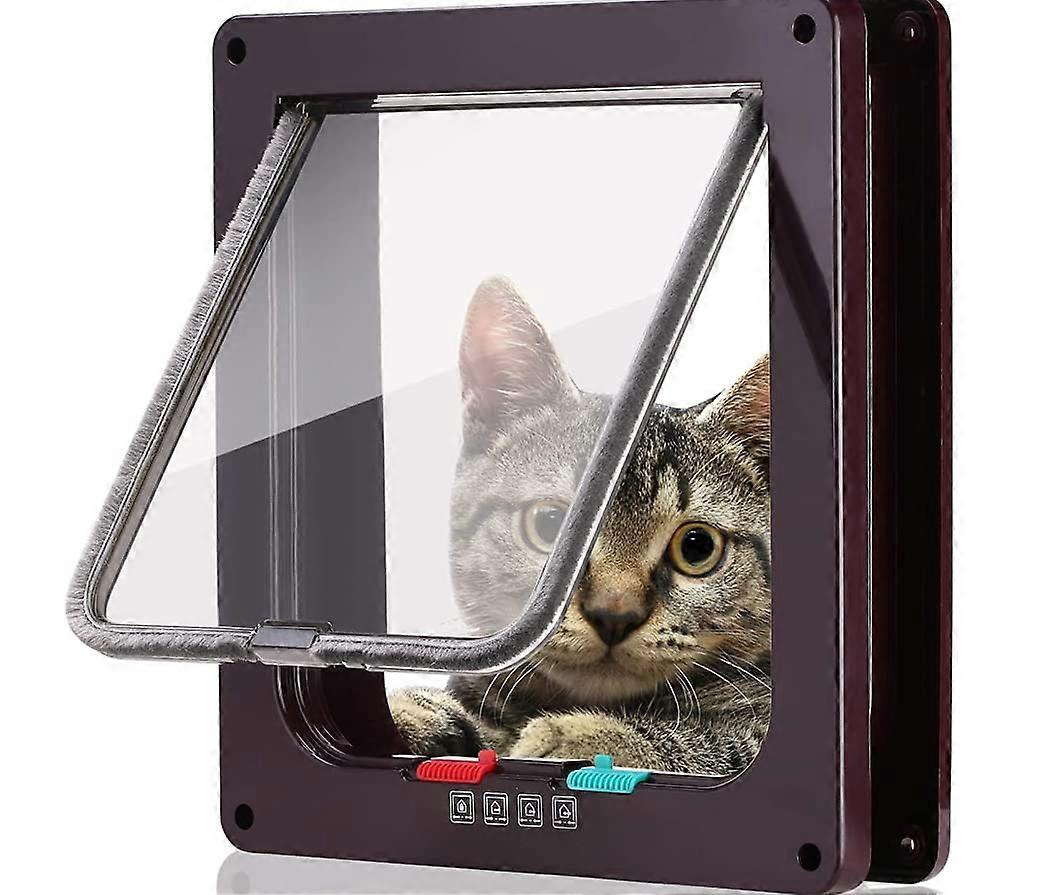 Pet Door for Cats - 4-Way Locking, Large & Small ABS Plastic, Easy to Install, Ideal for All Cat Breeds