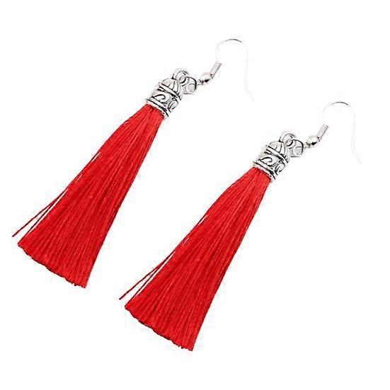 1 Pair Bohemian Hook Earrings Artistic Cotton Thread Fringe Design Dangle Earrings Ear Accessories