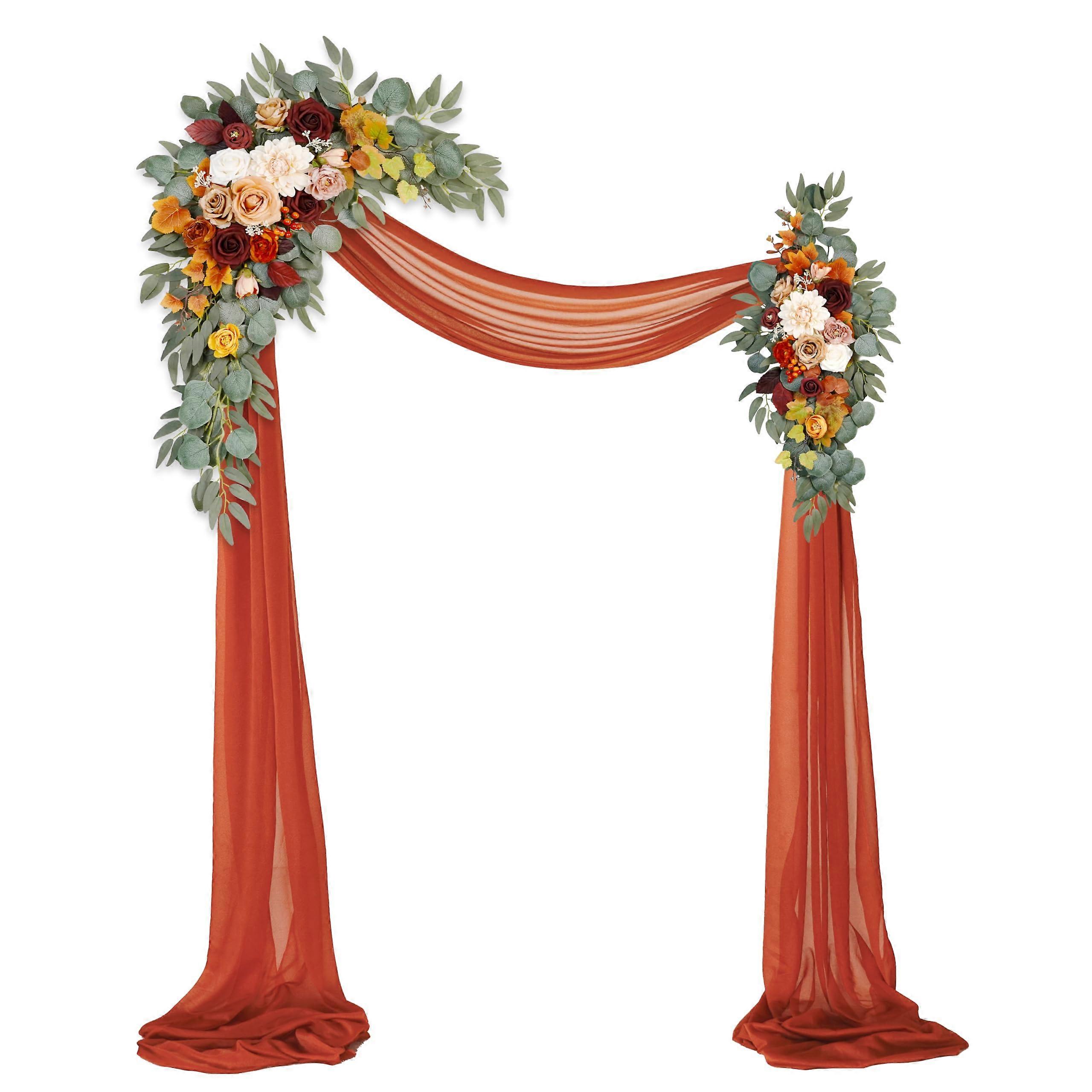 Artificial Wedding Flower Belt Set with Sheer Drape for Ceremony