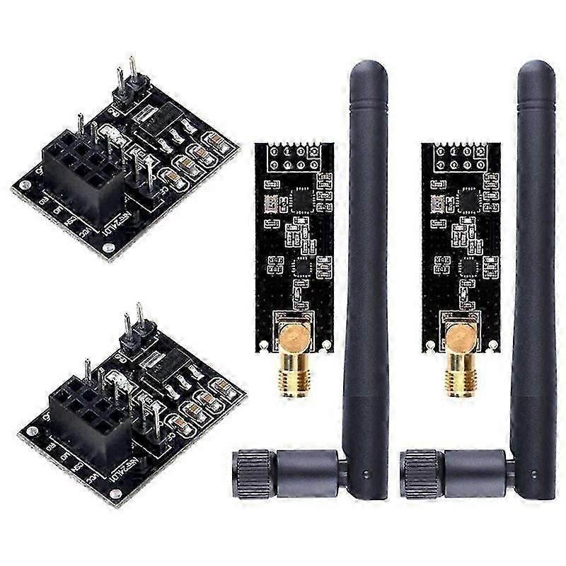 2pcs NRF24L01+PA+LNA RF Transceiver Module with SMA Antenna 2.4 GHz 1100m + NRF24L01 Wireless Module for Arduino
