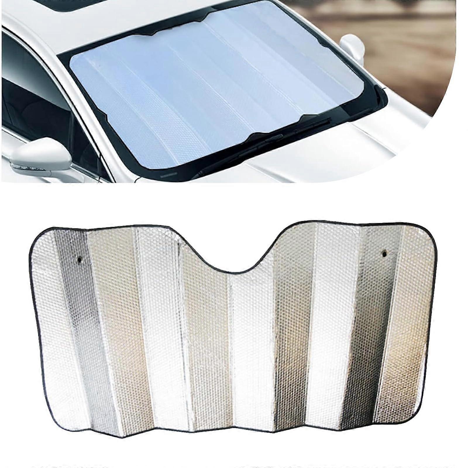 Car Windshield Sun Shade Universal Fit Double-Sided Bubble Board Interior Anti-Aging Protector Heat Insulation Silver