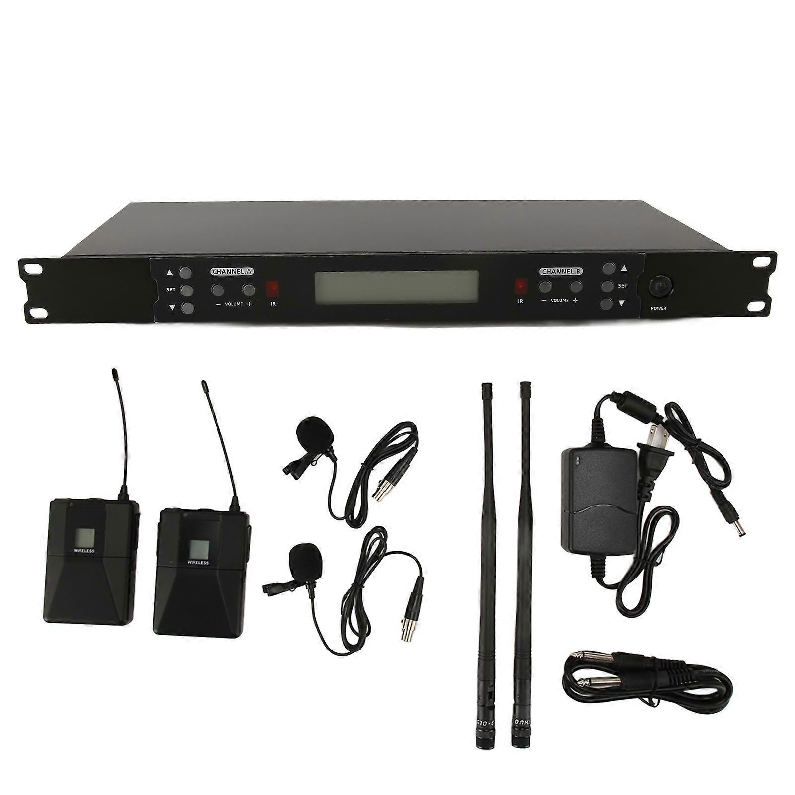 UHF Lavalier Mic System Long Range Portable Wireless Microphone System for Stage Karaoke Speech