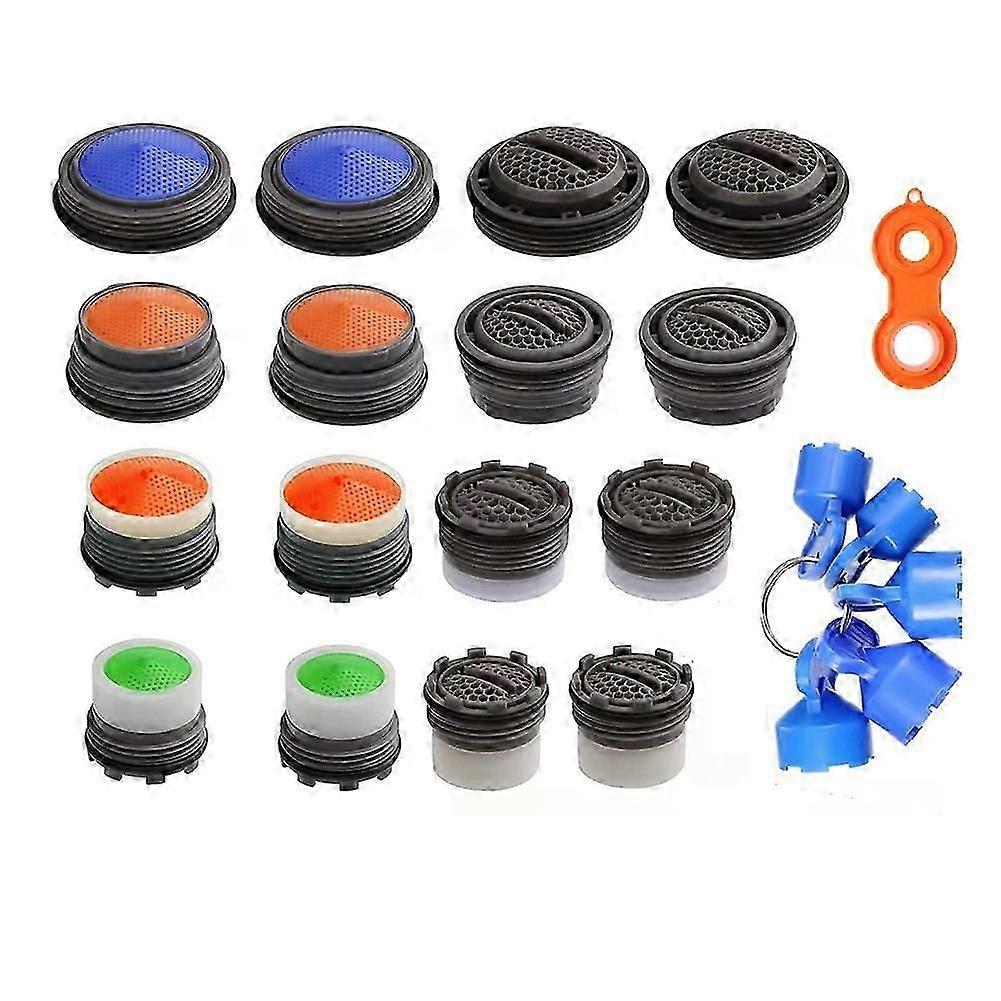 16 Pieces Faucet Aerator for Cache Aerators and 5 Pieces Cache Faucet Aerator Key Removal Wrenches