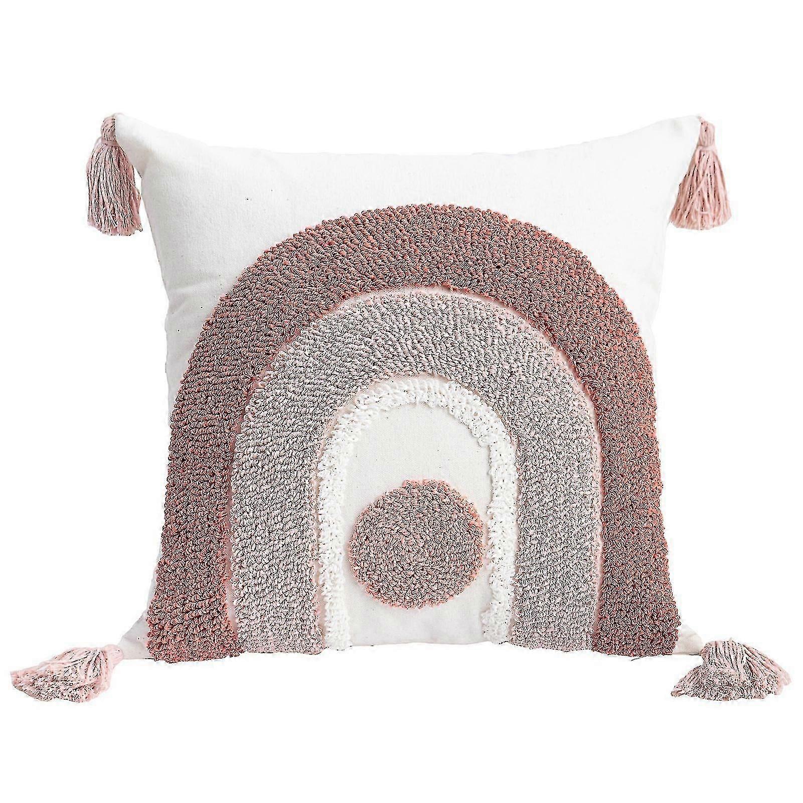 Pillow Case Soft Texture Chenille Tufted Handmade Tassel Zipper Closure Tear Resistant Home Decoration Reusable Bohemian Throw Pillow Cover Household