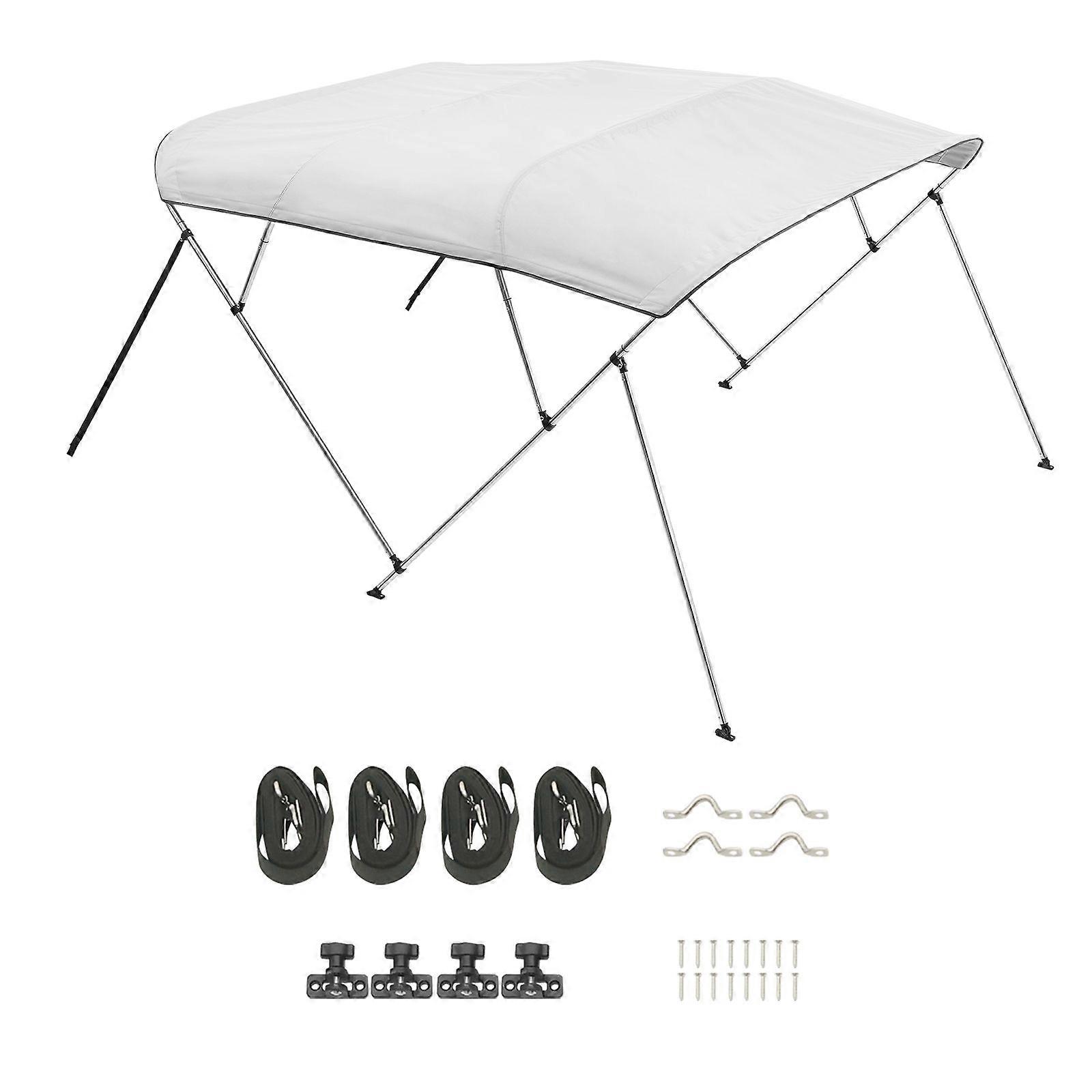 4 Bugboot Bimini Tops, 600D Polyester Baldachin mit Aluminiumlegierungsrahmen, wasserdicht & Sonnenschutz Boot Markisendach, Hellgrau