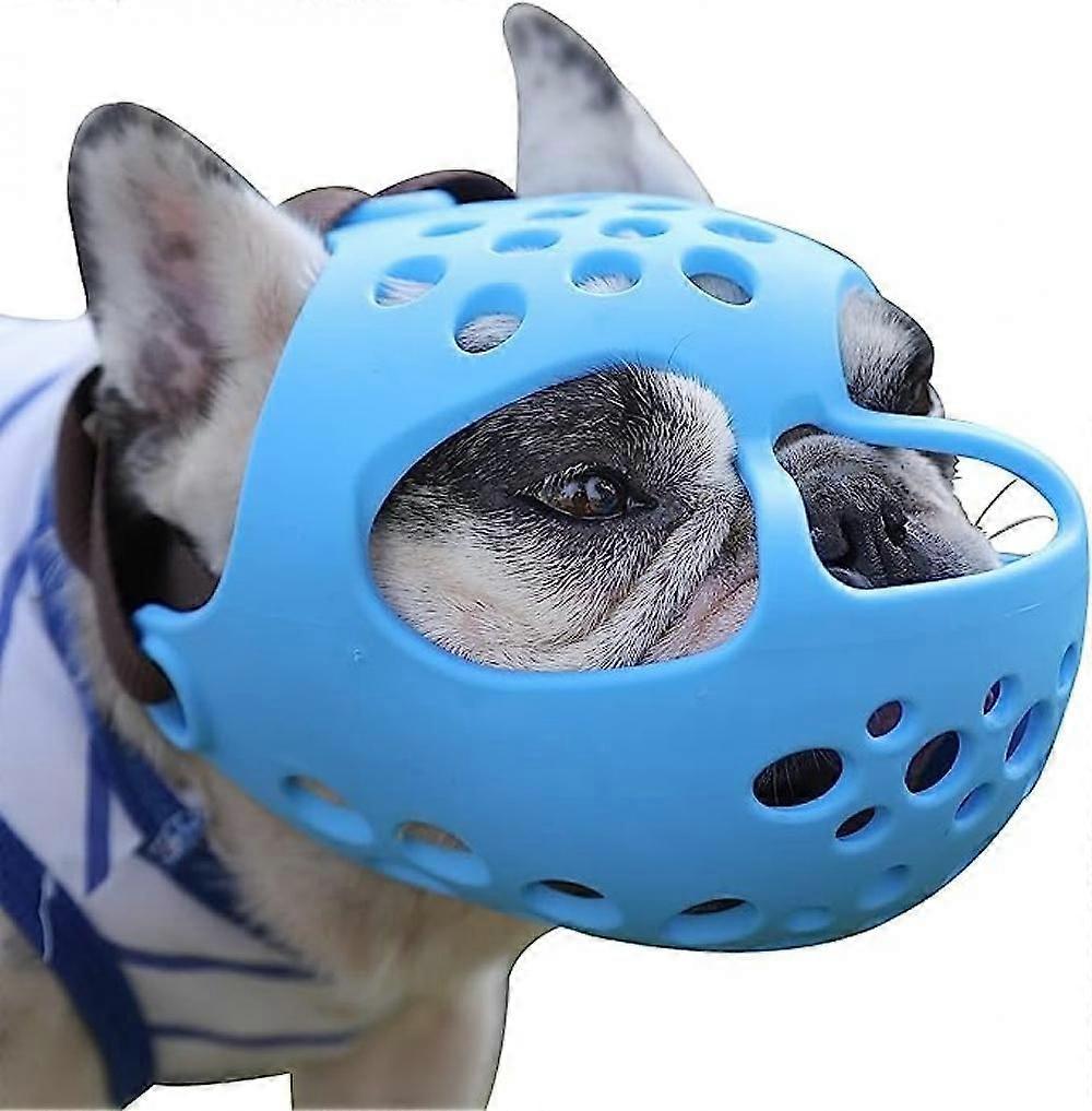 Short Snout Dog Muzzle, Soft Silicone Flat Faced Muzzle for French Bulldog Shih Tzu and Pug for Biting Chewing Licking and Grooming, Allows PantingL