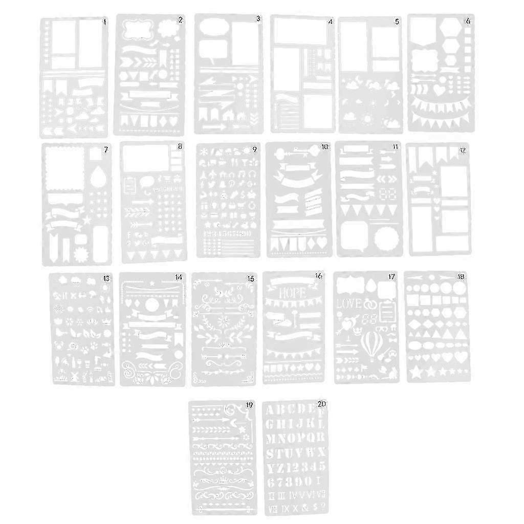 20x Plastic Journal Stencils Drawing Template Ruler for Diary