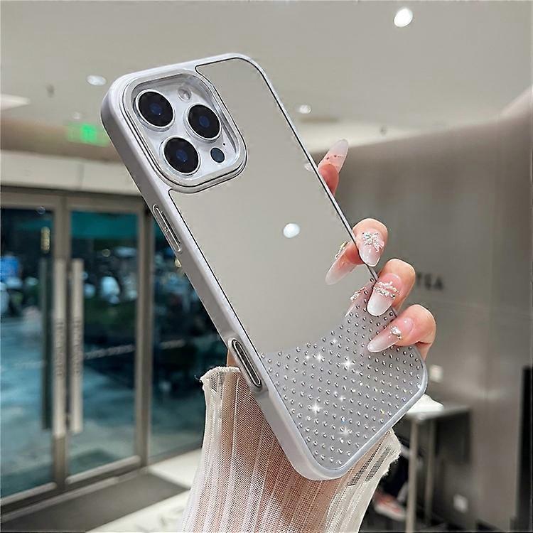 Compatible pour iPhone 16 Pro Case Mirror Surface TPU + PC Téléphone antichoc avec cadre d’objectif en métal