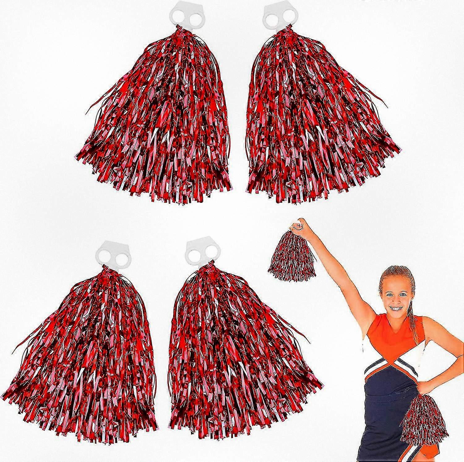 Pacote com 4 Pompons de Cheerleading para Espírito de Equipe e Performances Divertidas