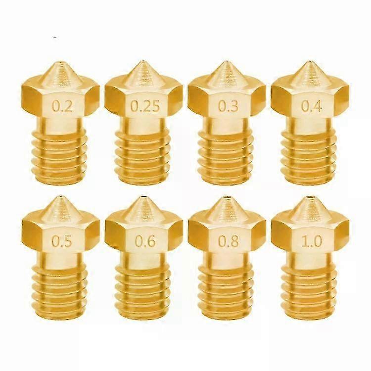 3D Printer Nozzle Set-8 PCS E3D-V5 V6 M6 Thread Hot Nozzles 1.75/0.5mm