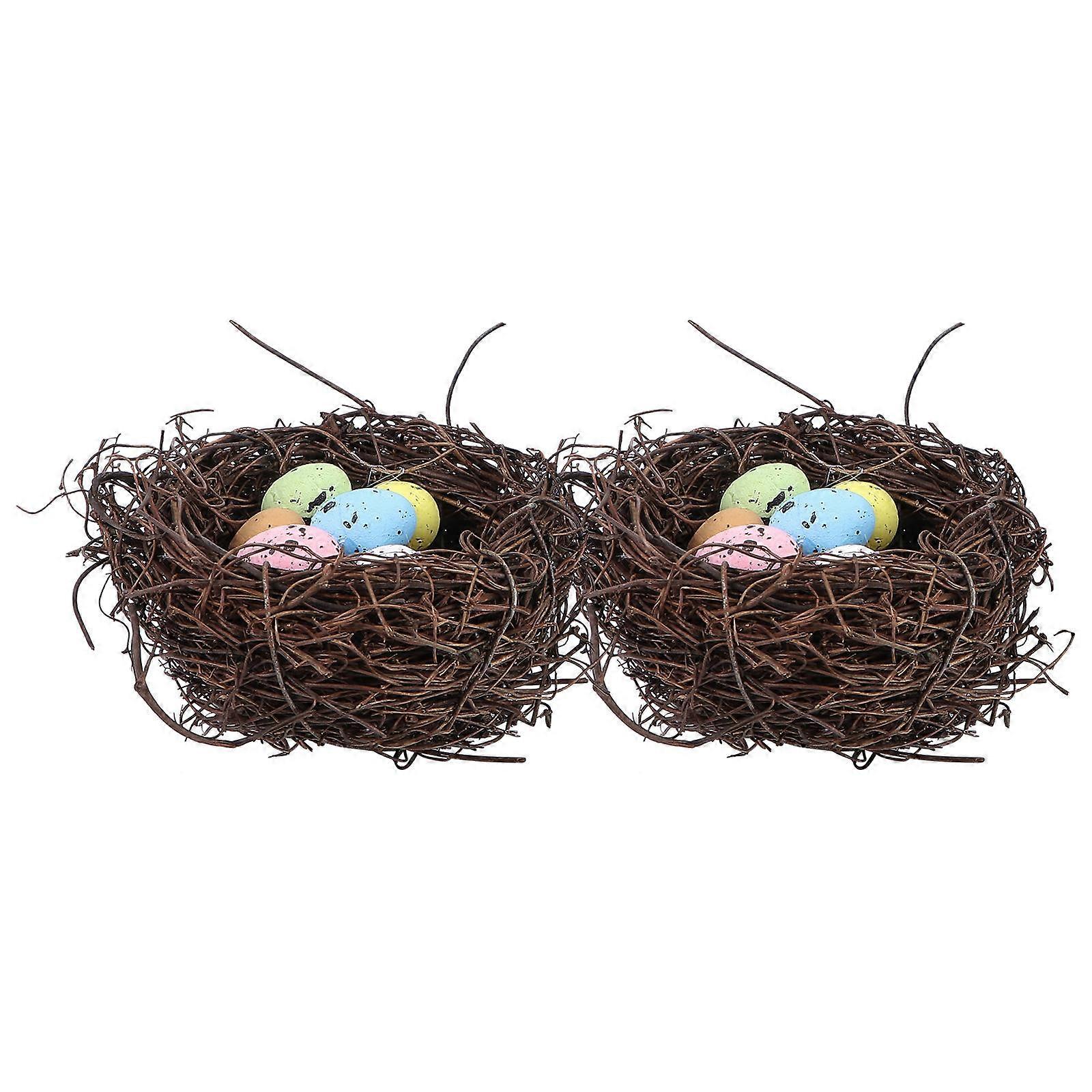 2pcs Easter Festival Egg Ornament Party Decorative Easter Nest Photo Props (9cm)