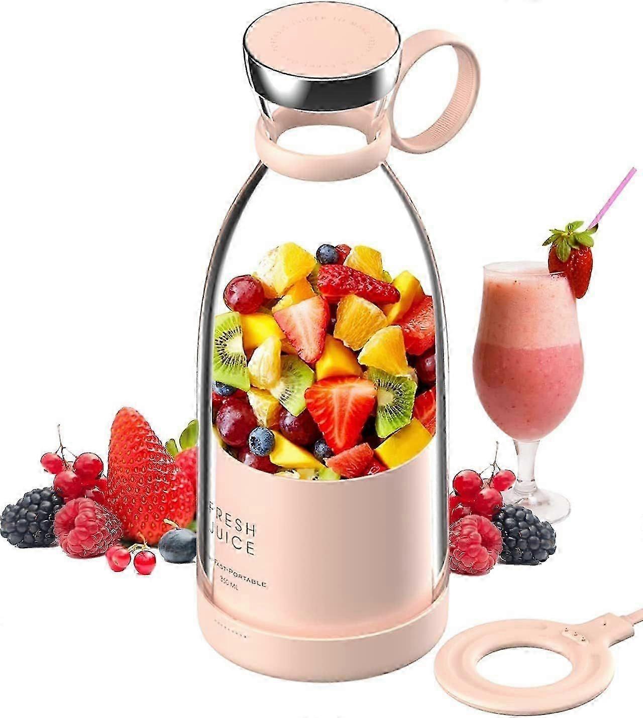 Personal Size Blender Portable Blender Battery Powered USB Blender (Pink)