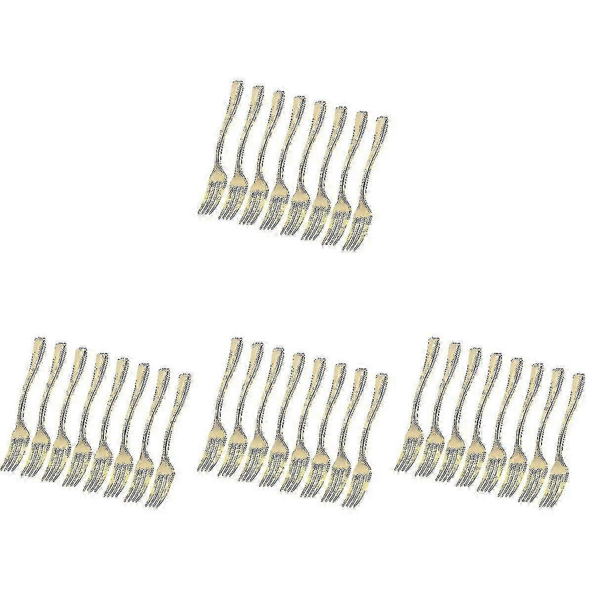 120個の使い捨てミニフォーク、フルーツデザートプディングパーティー用(ゴールデン)
